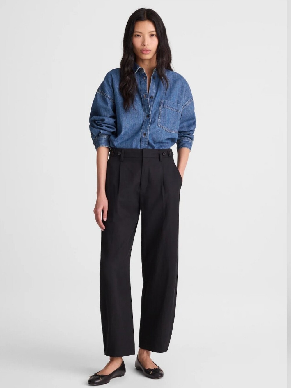Madewell NWT The Barrel Leg Pant High Rise Black Pleated Trouser Drapey Twill 8